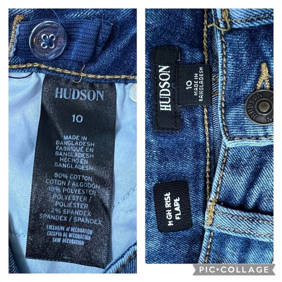 Hudson Girl's 10 Flared Jeans Stone Wash Distressed Patches High Rise Denim - Picture 9 of 12